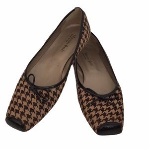 Massimo Baldi leather phony hair houndstooth flats made in Italy